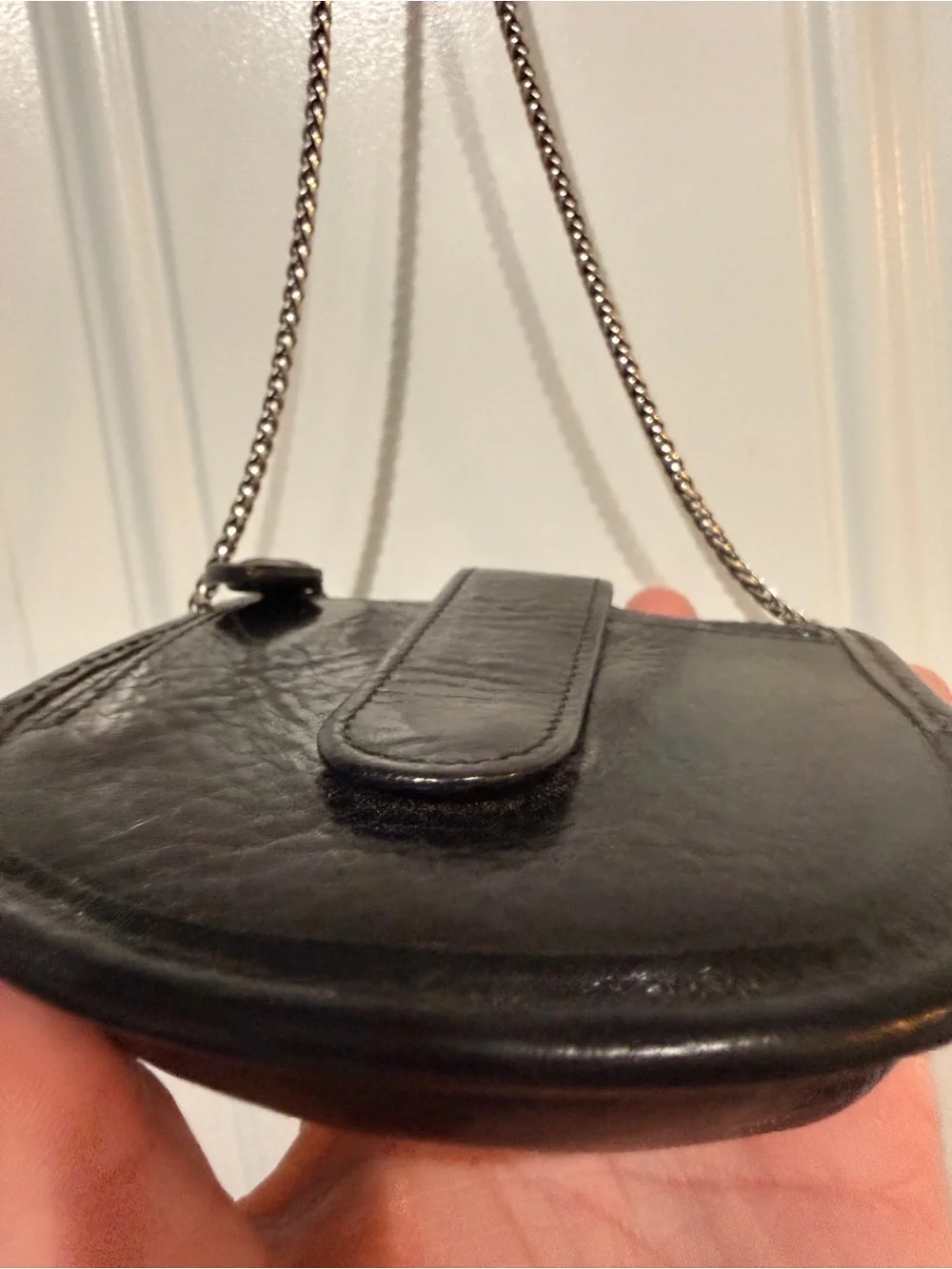 Vintage Brighton mini tiny leather bag with silver chain